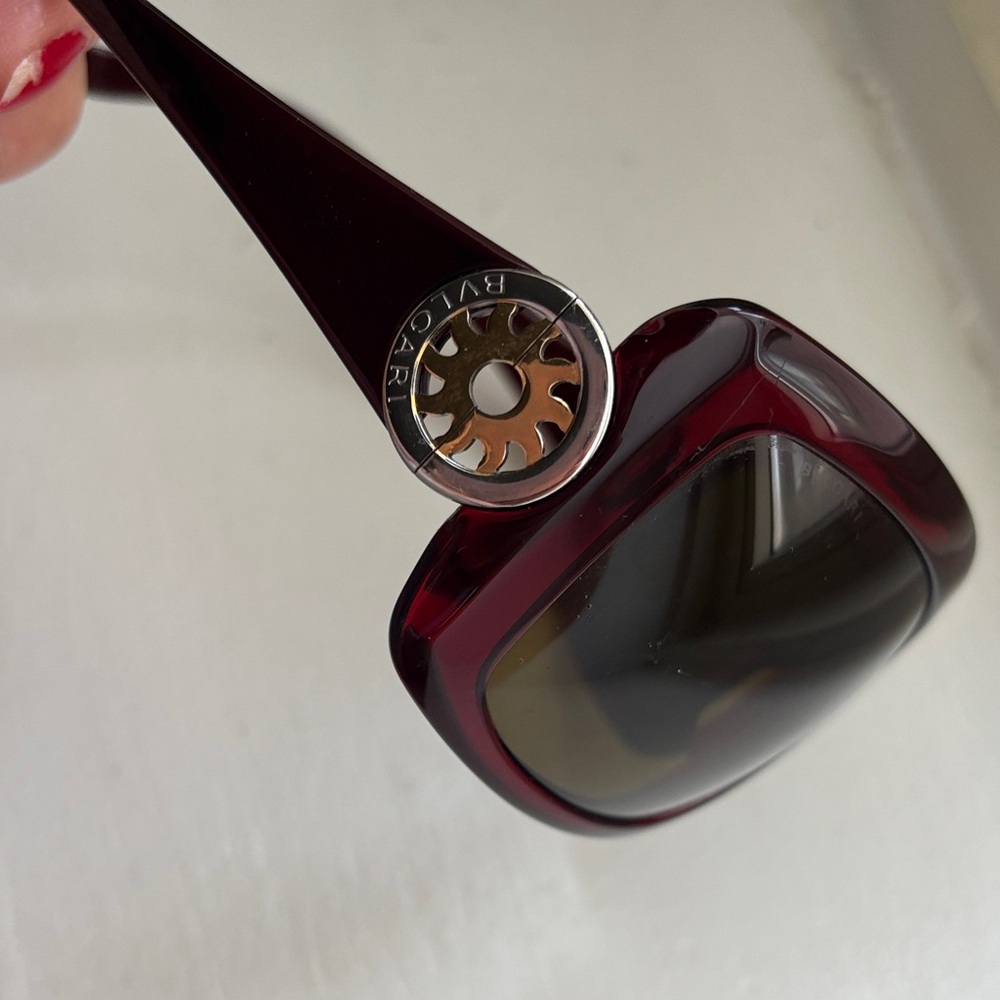 Bulgari Women's Glasses - Burgundy and Silver